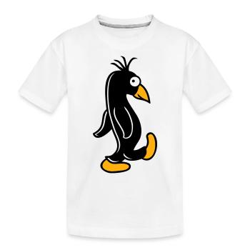 Pinguin läuft ulkig dumm guckt lustig doof albern - Kinder Premium Bio T-Shirt - Weiß - Vorne