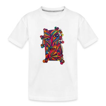 Farbenreiches Gesichts-Porträt- Martina Eßer - Kinder Premium Bio T-Shirt - Weiß - Vorne