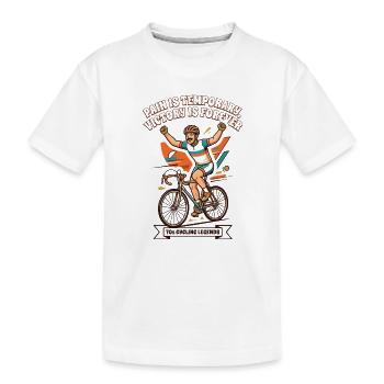 70er-Jahre-Vintage-Radplakat-Schmerz ist vorübergehend - Kinder Premium Bio T-Shirt - Weiß - Vorne