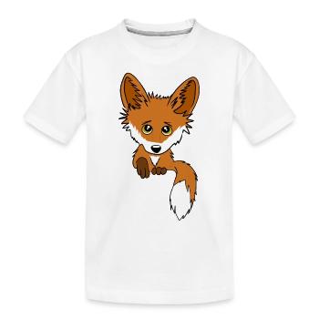 Fox - Peeps out of the bag - Kids' Premium Organic T-Shirt - white - Front