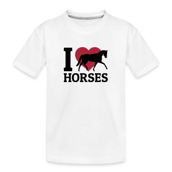 I love Horses - Kinder Premium Bio T-Shirt - Weiß - Vorne