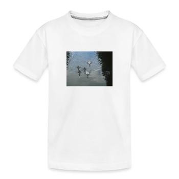 Swan Family - Swan in the Lake Photography - Kids' Premium Organic T-Shirt - white - Front