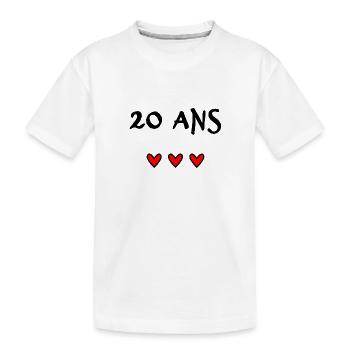 20 ANS. 20e ANNIVERSAIRE. ANNIVERSAIRE 20 ANS. 20 - T-shirt bio Premium Enfant - blanc - Devant