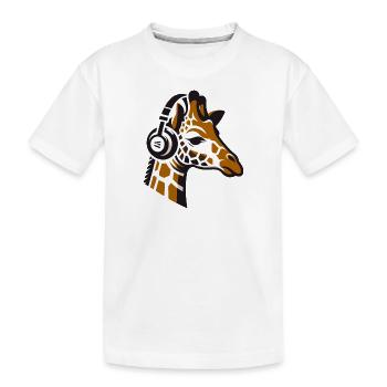 Giraffe with headphones - Kids' Premium Organic T-Shirt - white - Front