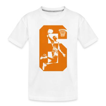 NUMMER 6 BASKETBALL 6. GEBURTSTAG - Kinder Premium Bio T-Shirt - Weiß - Vorne
