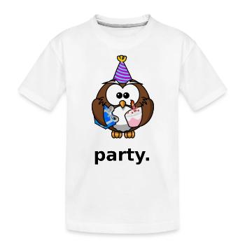Party Eule - Kinder Premium Bio T-Shirt - Weiß - Vorne