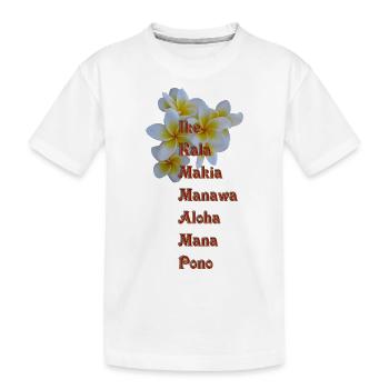 Die 7 Huna Prinzipien / Frangipani Blüten - Kinder Premium Bio T-Shirt - Weiß - Vorne