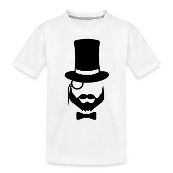 man sir cylinder hat monocle glasses face head - Kids' Premium Organic T-Shirt - white - Front