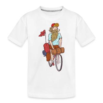 bearded cyclist bike packer adventure - Kids' Premium Organic T-Shirt - white - Front