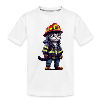 Fire Cat - Kids' Premium Organic T-Shirt - white - Front