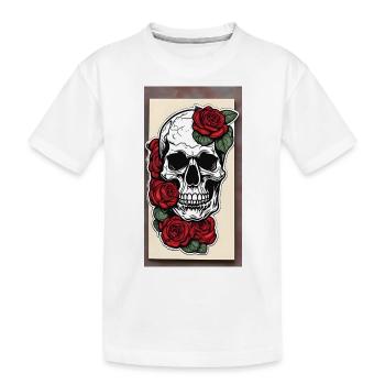 Totenkopf mit Rosen - Kinder Premium Bio T-Shirt - Weiß - Vorne