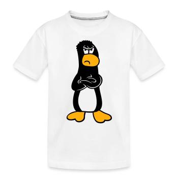 Penguin Angry Offended Crossed Arms Sour - Kids' Premium Organic T-Shirt - white - Front