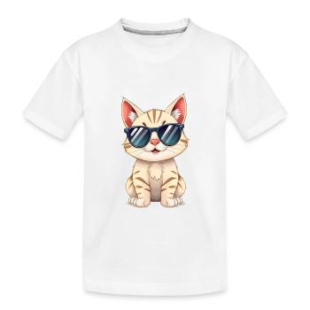Cool Cat - Kinder Premium Bio T-Shirt - Weiß - Vorne