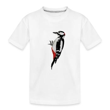Woodpecker - Kids' Premium Organic T-Shirt - white - Front