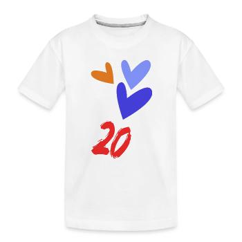 20. 20 ANS. 20e ANNIVERSAIRE. ANNIVERSAIRE 20 ANS. - T-shirt bio Premium Enfant - blanc - Devant