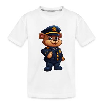 Bear Policeman - Kids' Premium Organic T-Shirt - white - Front