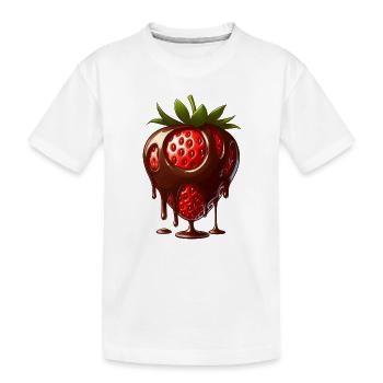 Erdbeere mit Schokolade süße Leckerei Nachtisch - Kinder Premium Bio T-Shirt - Weiß - Vorne
