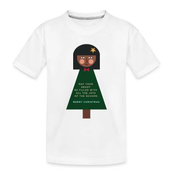 Weihnachtsgruß-Puppe im Grün - Kinder Premium Bio T-Shirt - Weiß - Vorne