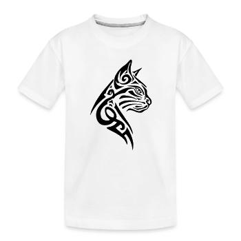 Katze Tribal Tattoo - Kinder Premium Bio T-Shirt - Weiß - Vorne