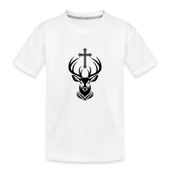 St. Hubertus – The Stag with the Cross - Kinder Premium Bio T-Shirt - Weiß - Vorne