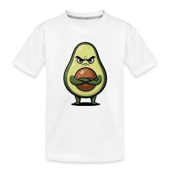 Süßer grimmiger Avocado Cartoon mit Armen - Kinder Premium Bio T-Shirt - Weiß - Vorne