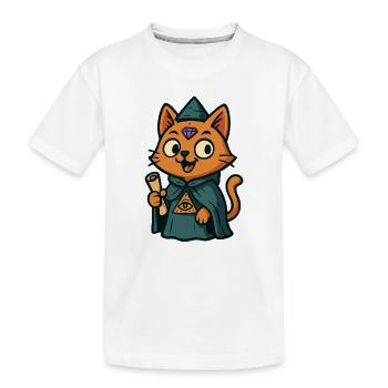 Purrscribe die Propheten-Katze - Kinder Premium Bio T-Shirt - Weiß - Vorne