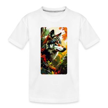 Wolf in autumn (view to the right) - Kids' Premium Organic T-Shirt - white - Front