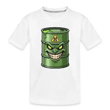 Grüne Barrel mit grimmigem Grinsen - Kinder Premium Bio T-Shirt - Weiß - Vorne