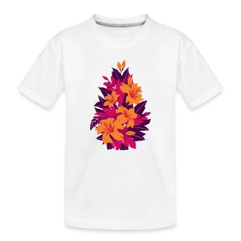 Hibiskus Neon Feuerblüten - Kinder Premium Bio T-Shirt - Weiß - Vorne