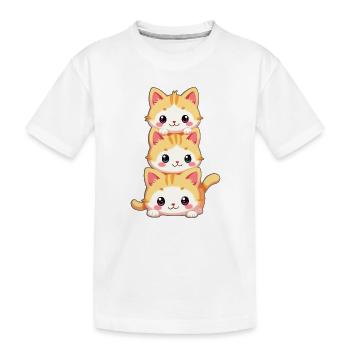 Stacked Kitten Trio - Kids' Premium Organic T-Shirt - white - Front