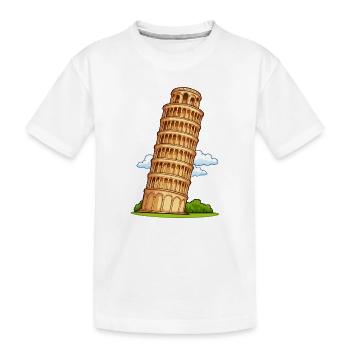 Pisa Tower Cartoon - Kids' Premium Organic T-Shirt - white - Front