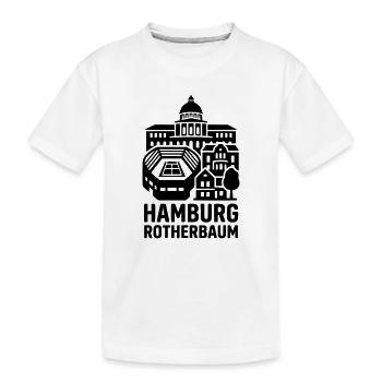 Hamburg Rotherbaum – Tennis & Uni Silhouette - Kinder Premium Bio T-Shirt - Weiß - Vorne