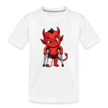Kleiner Teufel mit Krücken - Kinder Premium Bio T-Shirt - Weiß - Vorne