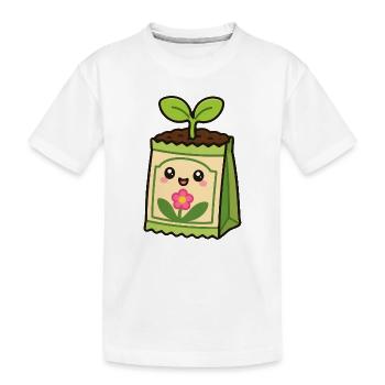 Kawaii Pflanzensäckchen mit Blume - Kinder Premium Bio T-Shirt - Weiß - Vorne