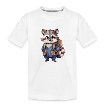 Waschbär Schulanfang - Kinder Premium Bio T-Shirt - Weiß - Vorne