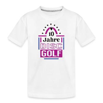 10 Jahre Discgolf Jubiläum Discgolfspielerin - Kinder Premium Bio T-Shirt - Weiß - Vorne
