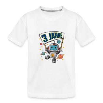 3 Jahre Kleiner Roboter als Astronaut im Weltraum - Kinder Premium Bio T-Shirt - Weiß - Vorne