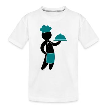Ein Gourmet-Koch bedient Gäste - Kinder Premium Bio T-Shirt - Weiß - Vorne