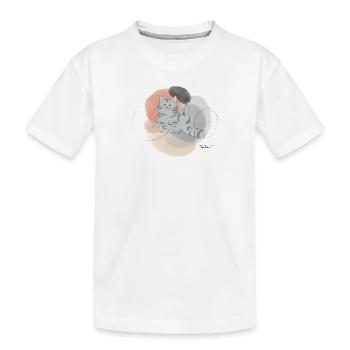 🐾 Grau getigerte Katze🐱 - Kinder Premium Bio T-Shirt - Weiß - Vorne