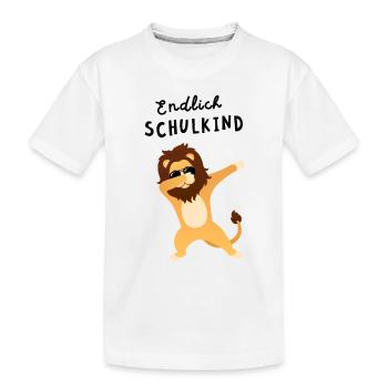 Endlich Schulkind Löwe Einschulung - Kinder Premium Bio T-Shirt - Weiß - Vorne