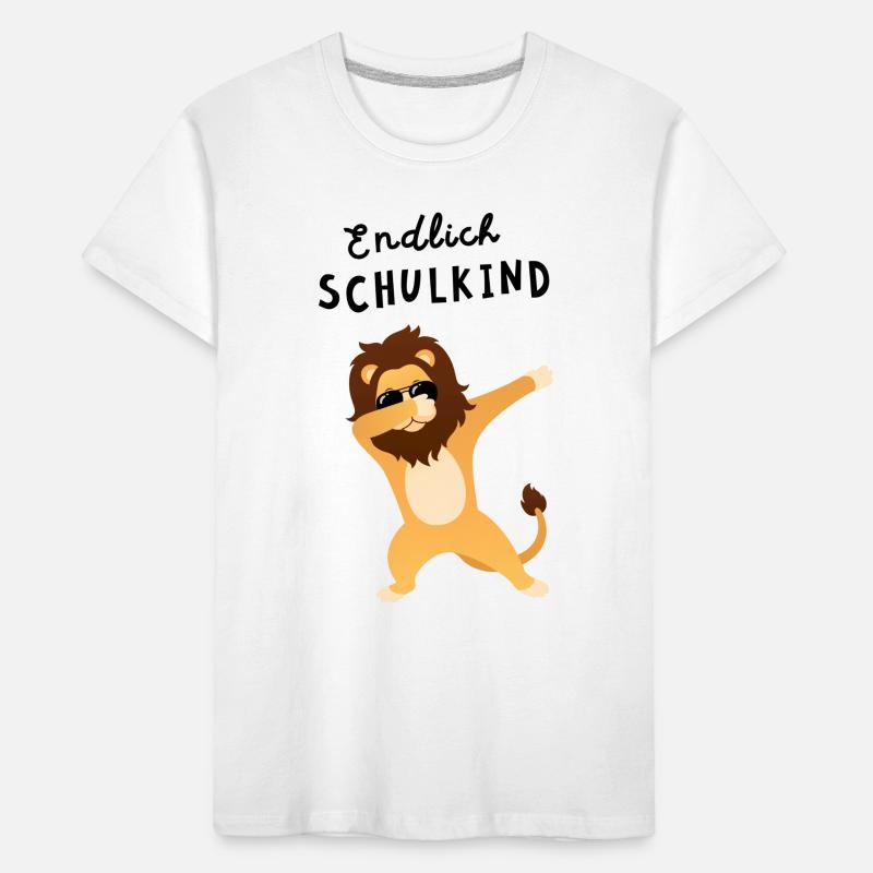 Endlich Schulkind Löwe Einschulung Kinder Premium Bio T-Shirt
