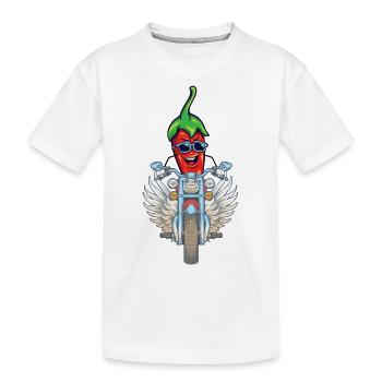 Chilli on bike - Kinder Premium Bio T-Shirt - Weiß - Vorne