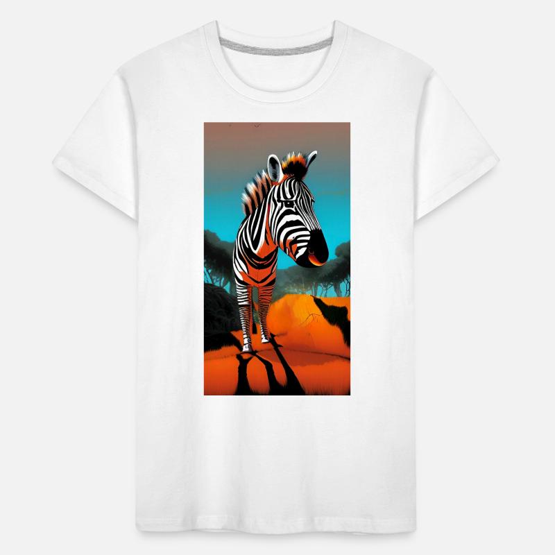 Comic drawing zebra (Hippotigris) during sunset Kids' Premium Organic T-Shirt