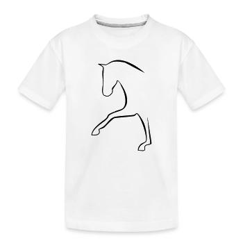 2541614 128432776 Dressurpferd - Kinder Premium Bio T-Shirt - Weiß - Vorne