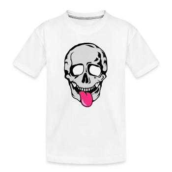 Skull streckt Zunge raus - Kinder Premium Bio T-Shirt - Weiß - Vorne
