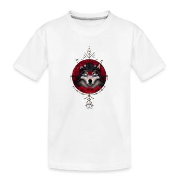 Merveilleux loup avec des fleurs. - T-shirt bio Premium Enfant - blanc - Devant