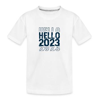hello 2023 - Kids' Premium Organic T-Shirt - white - Front