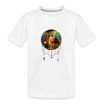 Wonderful unicorns in a mushroom forest - Kids' Premium Organic T-Shirt - white - Front