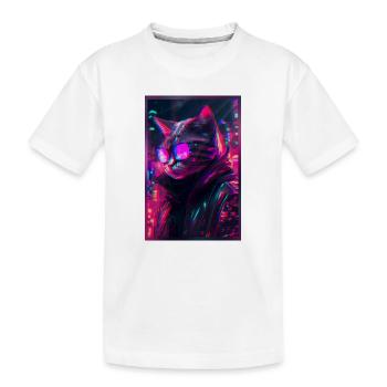 Techno Cat Japon Neon City Art - T-shirt bio Premium Enfant - blanc - Devant