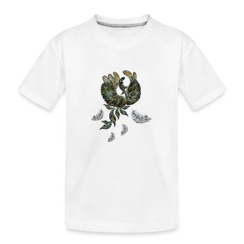 Eleganter Pfau in grünen Farben. - Kinder Premium Bio T-Shirt - Weiß - Vorne
